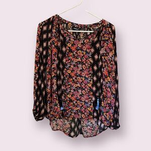 Anthro TOLANI Bohemian flowy floral blouse 100% cupro sustainable cottage core